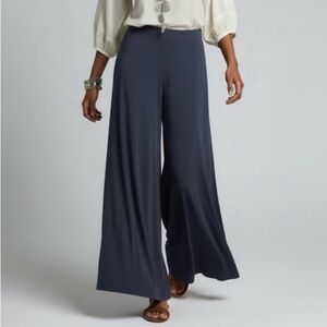 LANE BRYANT MID-RISE WIDE LEG NAVY BLUE KNIT PANTS FLOWY BOHO PULL ON PANT 18/20